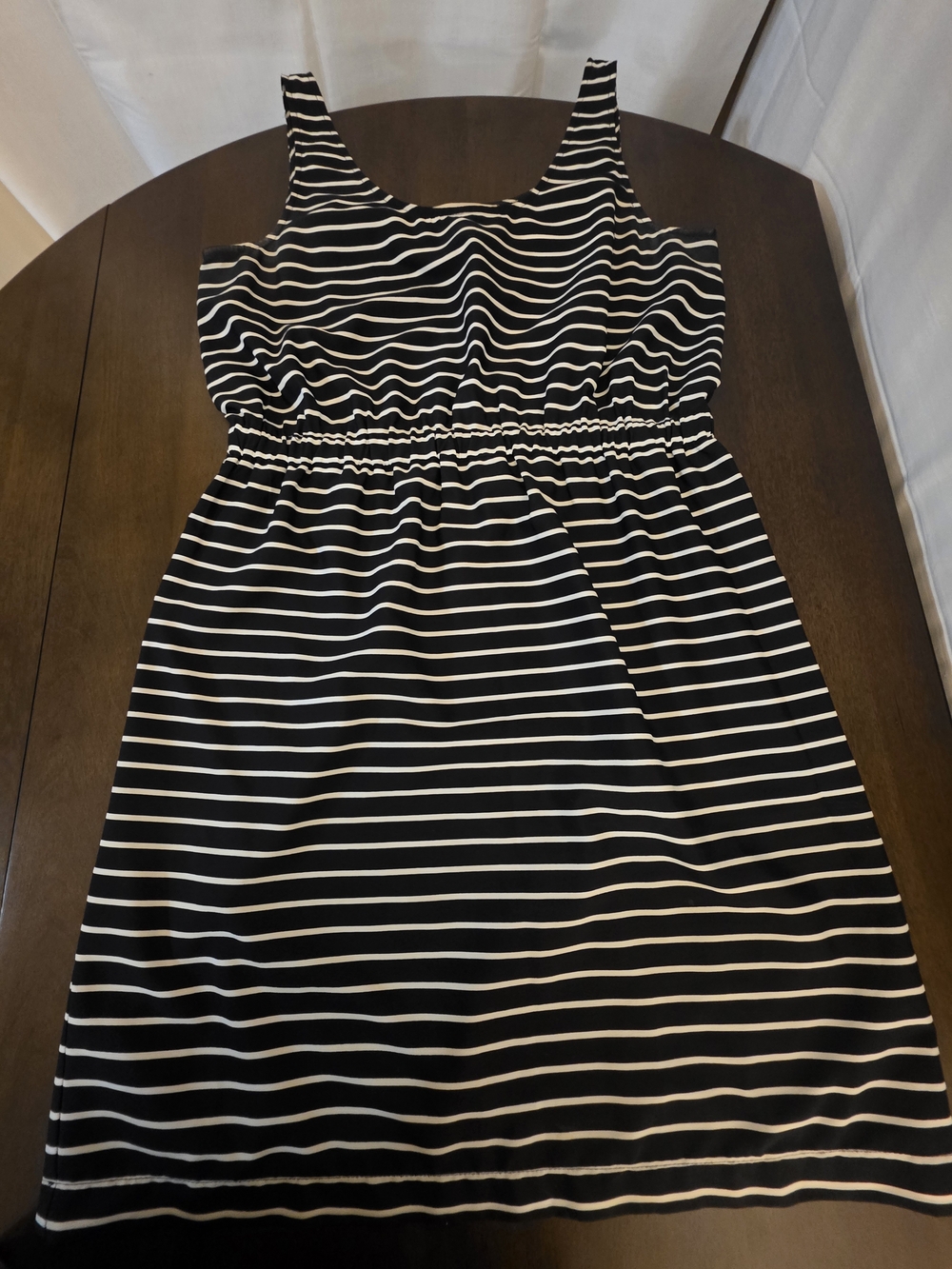 LOFT Black and White Striped Tank Dress